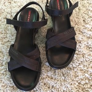 Prada sport leather platform sandal